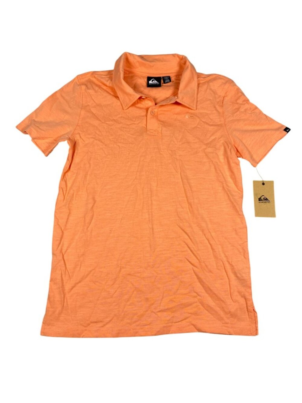 Quiksilver Boys L Orange Peach Pink Short Sleeve Polo Shirt Cotton Blend NWT